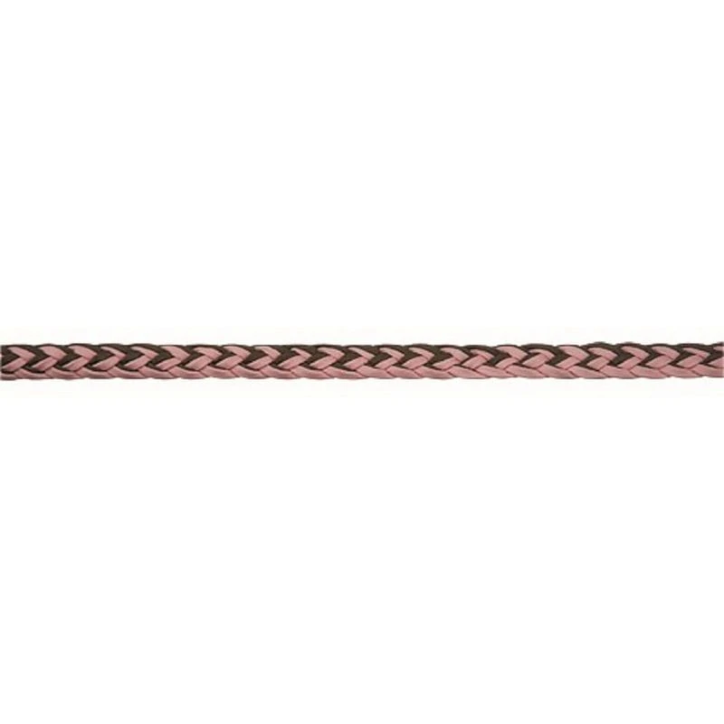 Western Rawhide 1" Braided Poly Knotted Roping Reins - Brown/Pink 3 Western Rawhide 1" Braided Poly Knotted Roping Reins - Brown/Pink