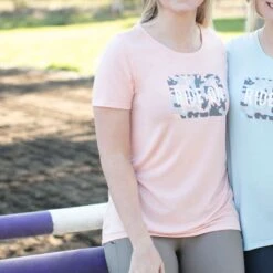 Irideon Women's RIDE ON Camo Swing Tee - Radiant Peach -The Equestrian Shop 396314 800 800
