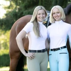 Irideon Women's Ciara Short Sleeve IceFil Show Shirt - White/Radiant Peach -The Equestrian Shop 399292 800 800