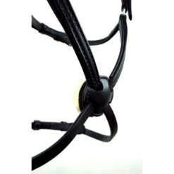 Nunn Finer Figure 8 Noseband With Interchangeable Button - Black/Brass
