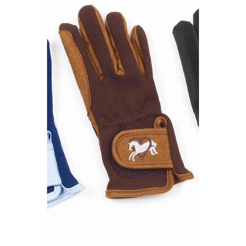 Ovation Kids' Hearts & Horses Gloves - Lt Brown/Chocolate 3 Ovation Kids' Hearts & Horses Gloves - Lt Brown/Chocolate