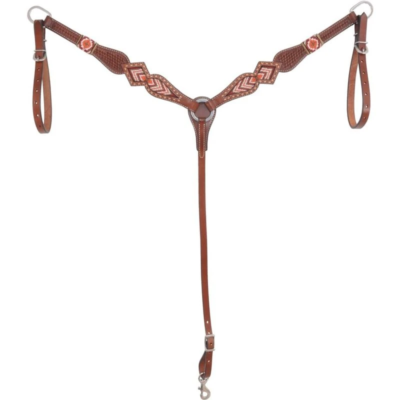Western Rawhide Country Legend Beads Breastcollar - Tan/Chestnut 3 Western Rawhide Country Legend Beads Breastcollar - Tan/Chestnut