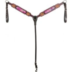 Western Rawhide Country Legend Tie Dye Breastplate - Dark Brown/Pink