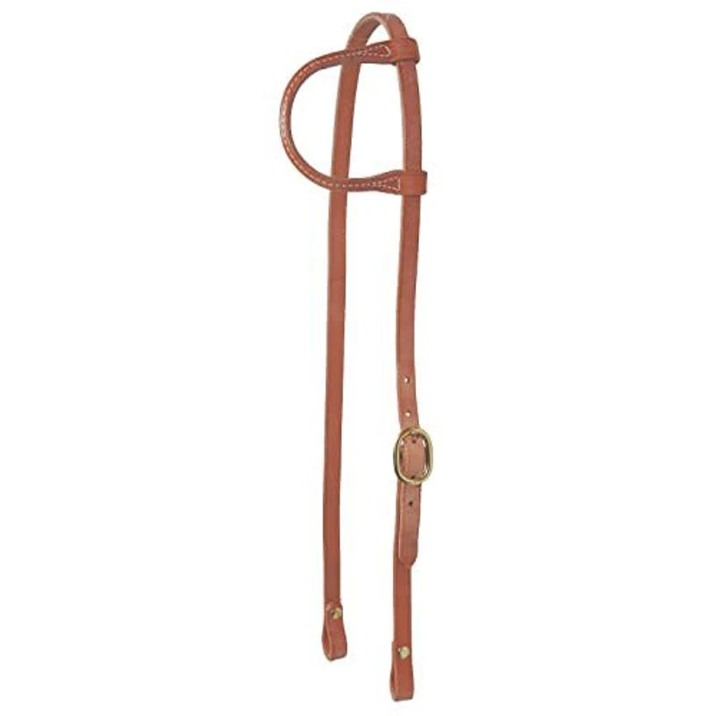 Western Rawhide Ear Headstall W/Chicago Screws - Brown 3 Western Rawhide Ear Headstall W/Chicago Screws - Brown