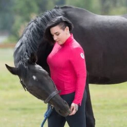 Irideon Women's AirTech Half Zip - Cerise -The Equestrian Shop 449277 800 800