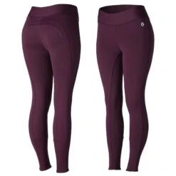 Horze Women's Active Winter Full Seat Tights - Eggplant Dark Purple