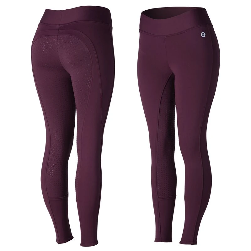 Horze Women's Active Winter Full Seat Tights - Eggplant Dark Purple 3 Horze Women's Active Winter Full Seat Tights - Eggplant Dark Purple