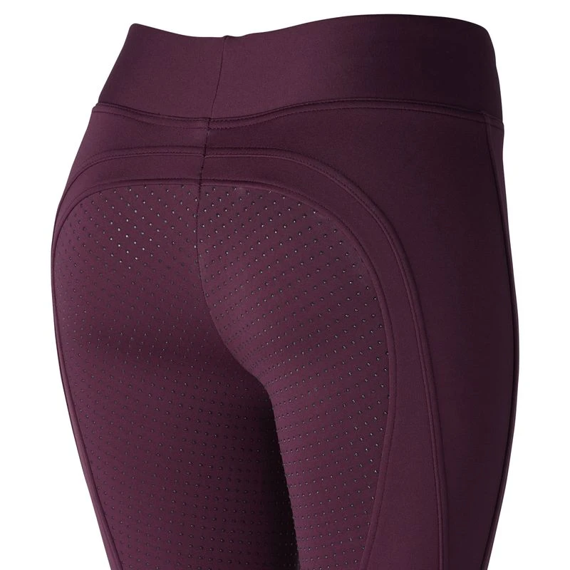 Horze Women's Active Winter Full Seat Tights - Eggplant Dark Purple 4 Horze Women's Active Winter Full Seat Tights - Eggplant Dark Purple - Image 2