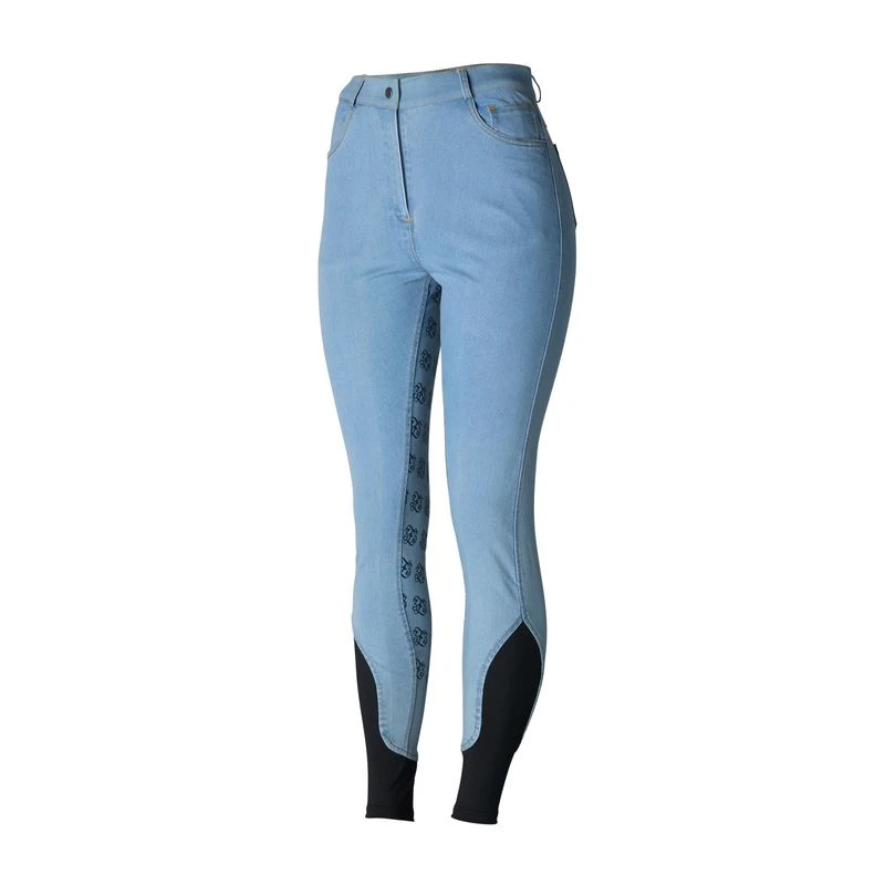 Horze Women's Jessie Denim Full Seat High Waist Breeches - Light Blue 8 Horze Women's Jessie Denim Full Seat High Waist Breeches - Light Blue - Image 6