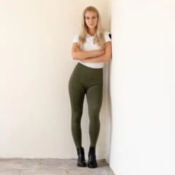 Horze Women's Vanessa Slimming Seamless Tights - Dark Lichen Green -The Equestrian Shop 476830 800 800