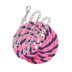 Perri's 1/2" Bright Cotton Lead W/Chain - Hot Pink/Royal Blue Neon