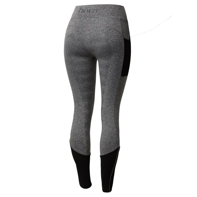 Horze Women's Selena Sporty Riding Tights W/Mesh Lower Leg - Shadow Grey/Ash Gray 3 Horze Women's Selena Sporty Riding Tights W/Mesh Lower Leg - Shadow Grey/Ash Gray