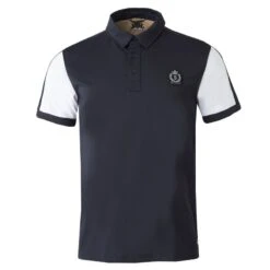 B Vertigo Men's Alec Performance Polo Shirt - Dark Navy/ Fossil Brown