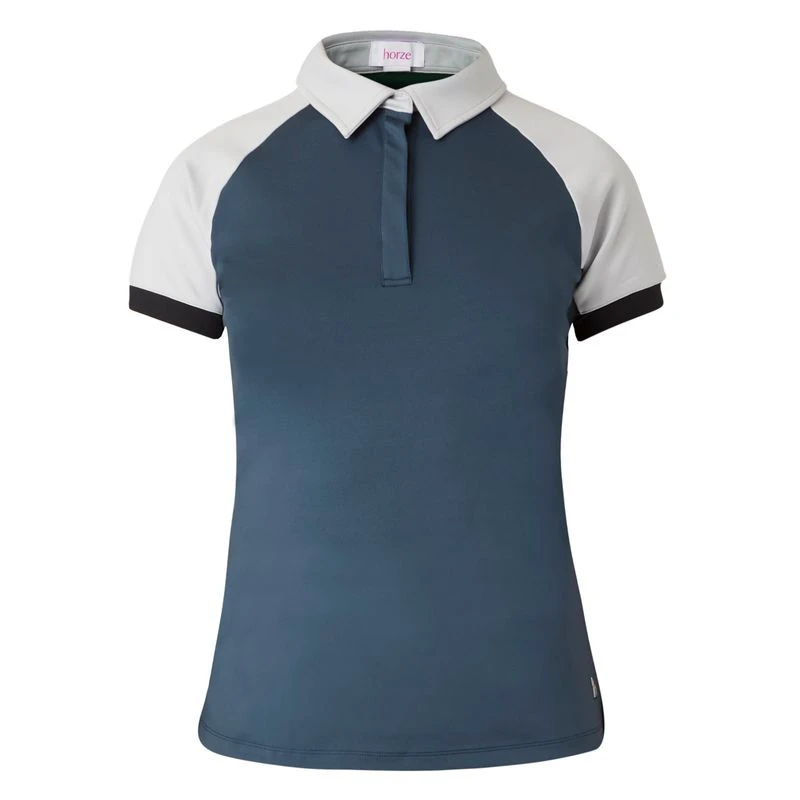 Horze Women's Laura Ventilated Polo Training Shirt - Obscure Night Blue/ Pebble Grey 3 Horze Women's Laura Ventilated Polo Training Shirt - Obscure Night Blue/ Pebble Grey