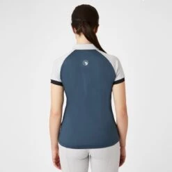 Horze Women's Laura Ventilated Polo Training Shirt - Obscure Night Blue/ Pebble Grey 8 Horze Women's Laura Ventilated Polo Training Shirt - Obscure Night Blue/ Pebble Grey -The Equestrian Shop 549261 800 800