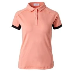 Horze Women's Laura Ventilated Polo Training Shirt - Peach Amber Pink