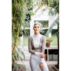 Alessandro Albanese Women's Vilamora Long Sleeve Zip Competition Shirt - Tan -The Equestrian Shop 549925 800 800