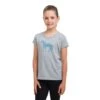 Cavalliera Women's Blue Horse Short Sleeve Cotton Top - Grey Melange -The Equestrian Shop 559284 800 800