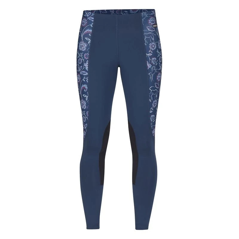 Kerrits Women's Flow Rise Knee Patch Performance Tights - Admiral/Admiral Winter Bloom 3 Kerrits Women's Flow Rise Knee Patch Performance Tights - Admiral/Admiral Winter Bloom