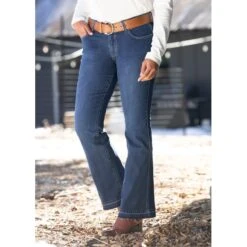 EQL Women's In Motion Bootcut Jean W/Raw Hem - Midnight Wash -The Equestrian Shop 584680 800 800