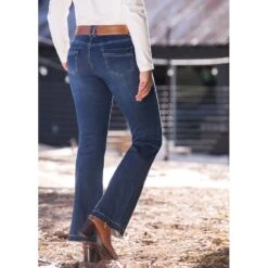 EQL Women's In Motion Bootcut Jean W/Raw Hem - Midnight Wash -The Equestrian Shop 584681 800 800