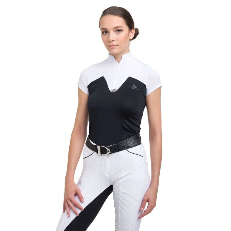 Cavalliera Women's POP Short Sleeve Show Shirt - White/Black 3 Cavalliera Women's POP Short Sleeve Show Shirt - White/Black
