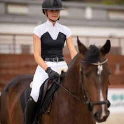 Cavalliera Women's POP Short Sleeve Show Shirt - White/Black 7 Cavalliera Women's POP Short Sleeve Show Shirt - White/Black -The Equestrian Shop 587776 800 800