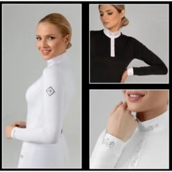 Fair Play Women's Meredith Half Turtleneck Long Sleeve Competition Shirt - Black -The Equestrian Shop 594226 800 800