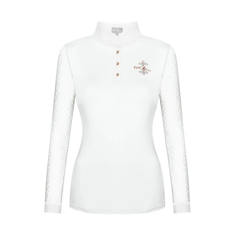 Fair Play Women's Cecile Rose Gold Long Sleeve Competition Shirt - White 3 Fair Play Women's Cecile Rose Gold Long Sleeve Competition Shirt - White
