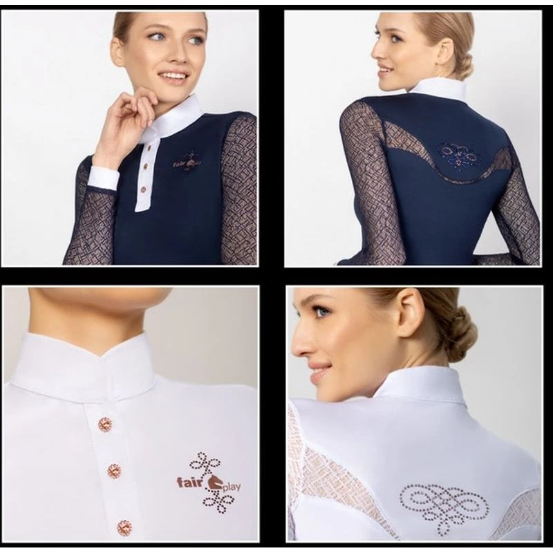 Fair Play Women's Cecile Rose Gold Long Sleeve Competition Shirt - White 6 Fair Play Women's Cecile Rose Gold Long Sleeve Competition Shirt - White - Image 4