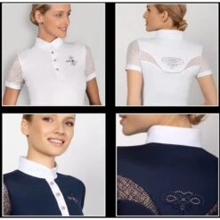 Fair Play Women's Cecile Rose Gold Short Sleeve Competition Shirt - Navy -The Equestrian Shop 595330 800 800