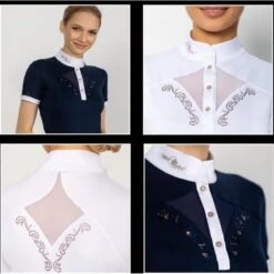 Fair Play Women's Cathrine Rose Gold Short Sleeve Competition Shirt - White -The Equestrian Shop 595542 800 800