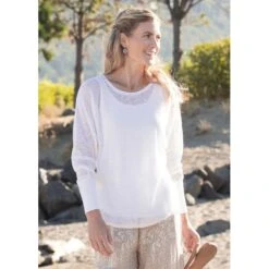 EQL Women's Organic Cotton Mesh Weekender Top - Soft White -The Equestrian Shop 598311 800 800