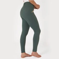 Horze Women's Rosie Full Seat Tights W/Rose Gold Zippers - Green -The Equestrian Shop 599891 800 800