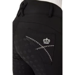Horze Women's Queenie Silicone Full Seat Breeches W/Crystals - Black 12 Horze Women's Queenie Silicone Full Seat Breeches W/Crystals - Black -The Equestrian Shop 599929 800 800