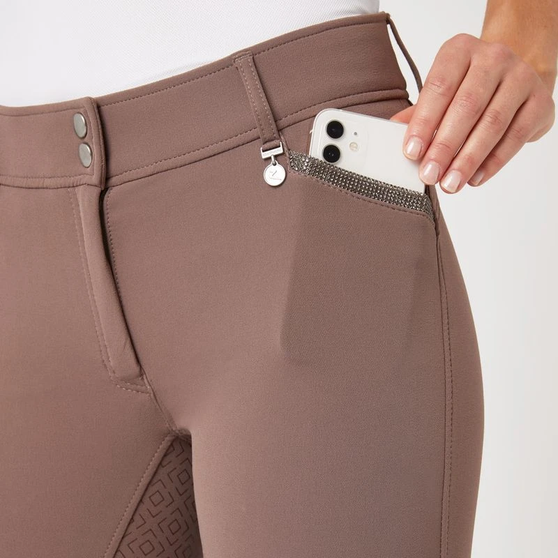 Horze Women's Dina Crystal Detailed Silicone Full Seat Breeches - Purple 4 Horze Women's Dina Crystal Detailed Silicone Full Seat Breeches - Purple - Image 2