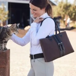 Oughton Half Halt Classic Canvas Handbag - Heritage Brown/Black -The Equestrian Shop 603843 800 800