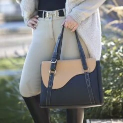 Oughton Paddock Lux Shoulder Bag - Classic Black/Tan -The Equestrian Shop 603908 800 800