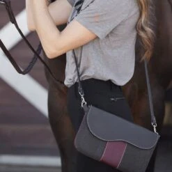 Oughton Vintage Canvas Paddock Crossbody - Graphite/Bordeaux -The Equestrian Shop 603911 800 800