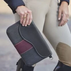 Oughton Vintage Canvas Paddock Crossbody - Graphite/Bordeaux -The Equestrian Shop 603912 800 800