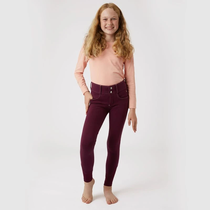 Horze Kids' Morgan Knee Patch Breeches - Fig Purple 4 Horze Kids' Morgan Knee Patch Breeches - Fig Purple - Image 2