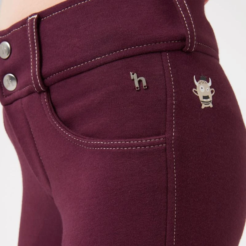 Horze Kids' Morgan Knee Patch Breeches - Fig Purple 5 Horze Kids' Morgan Knee Patch Breeches - Fig Purple - Image 3