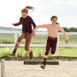 Horze Kids' Morgan Knee Patch Breeches - Fig Purple 9 Horze Kids' Morgan Knee Patch Breeches - Fig Purple -The Equestrian Shop 607761 800 800