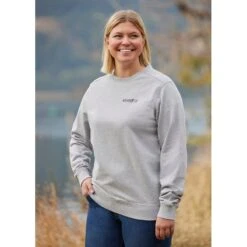 Kerrits Women's Horseshoe Logo Sweatshirt - Heather Grey/Graphite -The Equestrian Shop 608270 800 800