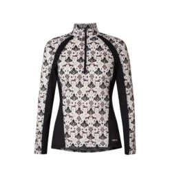 Kerrits Women's Always Cool Print Ice Fil Long Sleeve Shirt - Tan Painted Horse/Black