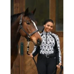 Kerrits Women's Always Cool Print Ice Fil Long Sleeve Shirt - Tan Painted Horse/Black 10 Kerrits Women's Always Cool Print Ice Fil Long Sleeve Shirt - Tan Painted Horse/Black -The Equestrian Shop 609764 800 800
