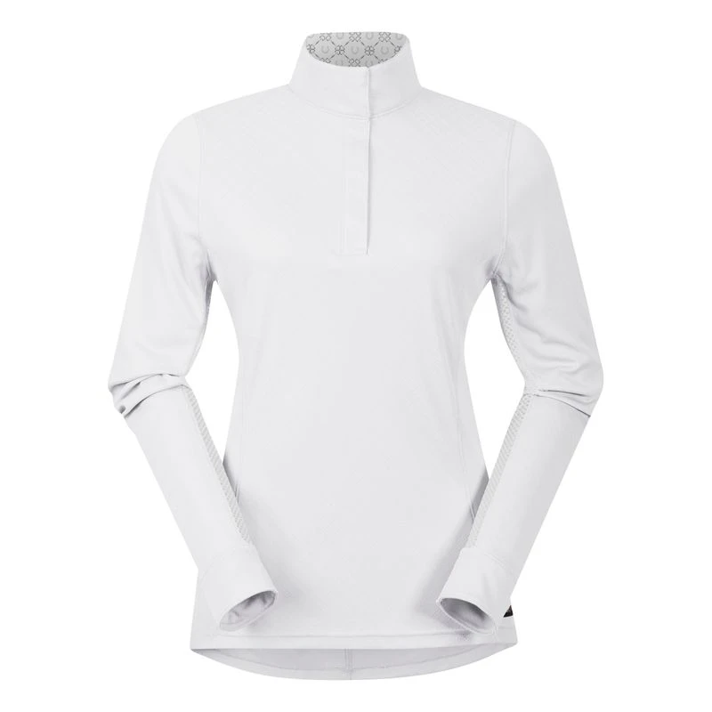 Kerrits Women's Encore Long Sleeve Show Shirt - White/Lucky Diamond 3 Kerrits Women's Encore Long Sleeve Show Shirt - White/Lucky Diamond
