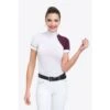 Cavalliera Women's Simply Dame Short Sleeve Show Shirt - White/Aubergine/Aubergine -The Equestrian Shop 644279 800 800