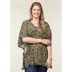 EQL Women's Daydream Gauze Tunic - Cypress Hoofprint Meadow -The Equestrian Shop 644604 800 800
