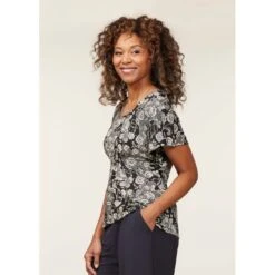 EQL Women's Allure Ecovero Short Sleeve Top - Black Eq Lace -The Equestrian Shop 645302 800 800